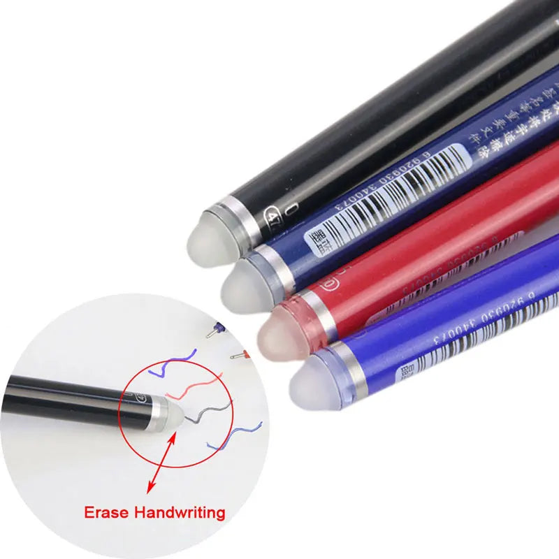 🖊️ Lot de 3 ou 6 Stylos Gel Effaçables – 0,5 mm Rechargeables, Encre Bleue ou Noire