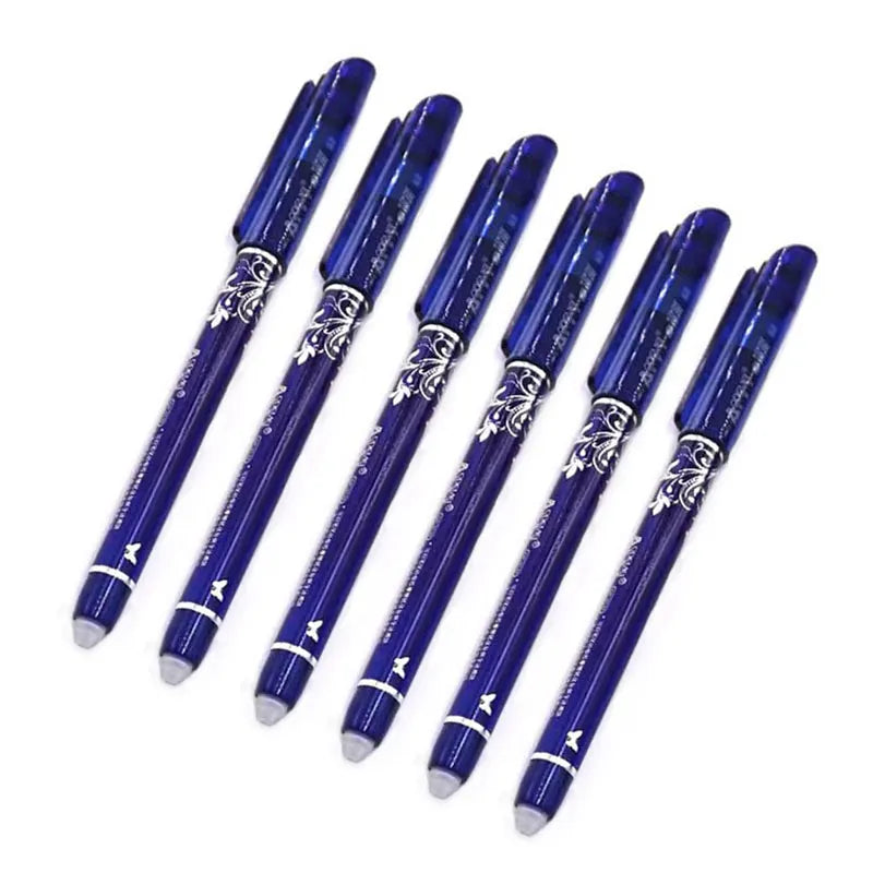 🖊️ Lot de 3 ou 6 Stylos Gel Effaçables – 0,5 mm Rechargeables, Encre Bleue ou Noire