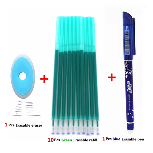 🖊️ Lot de 3 ou 6 Stylos Gel Effaçables – 0,5 mm Rechargeables, Encre Bleue ou Noire