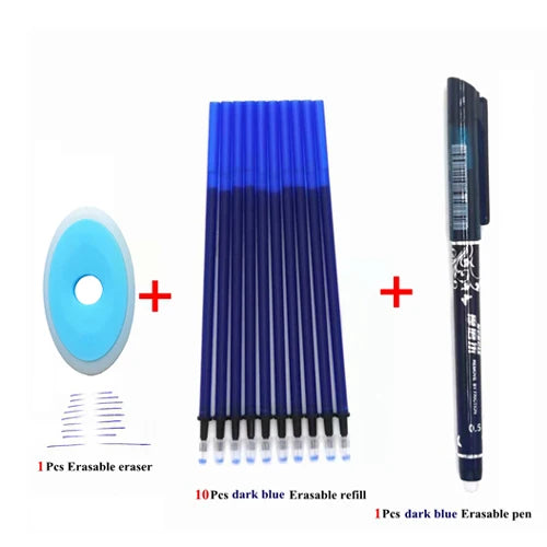 🖊️ Lot de 3 ou 6 Stylos Gel Effaçables – 0,5 mm Rechargeables, Encre Bleue ou Noire