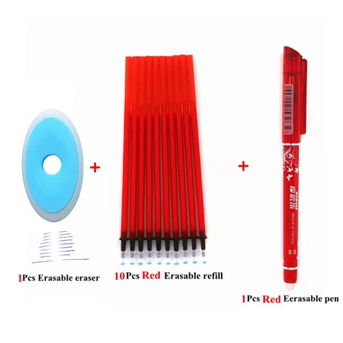 🖊️ Lot de 3 ou 6 Stylos Gel Effaçables – 0,5 mm Rechargeables, Encre Bleue ou Noire