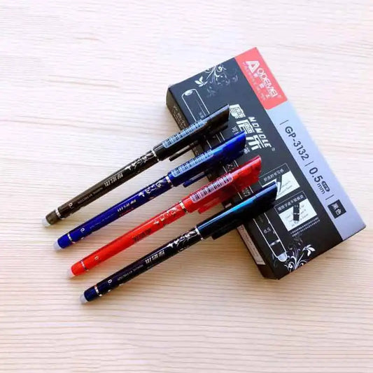 🖊️ Lot de 3 ou 6 Stylos Gel Effaçables – 0,5 mm Rechargeables, Encre Bleue ou Noire