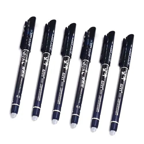 🖊️ Lot de 3 ou 6 Stylos Gel Effaçables – 0,5 mm Rechargeables, Encre Bleue ou Noire