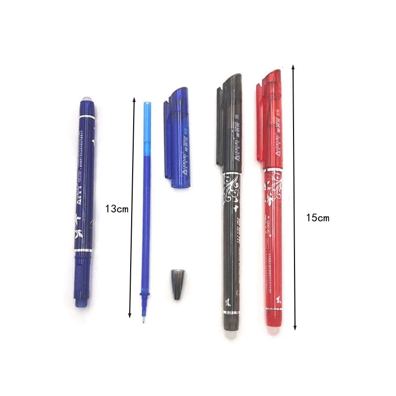 🖊️ Lot de 3 ou 6 Stylos Gel Effaçables – 0,5 mm Rechargeables, Encre Bleue ou Noire