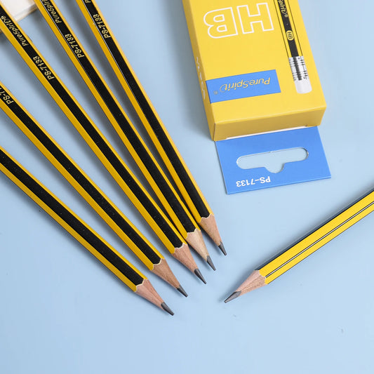 Crayons à papier HB en bois avec gomme – Lot de 12